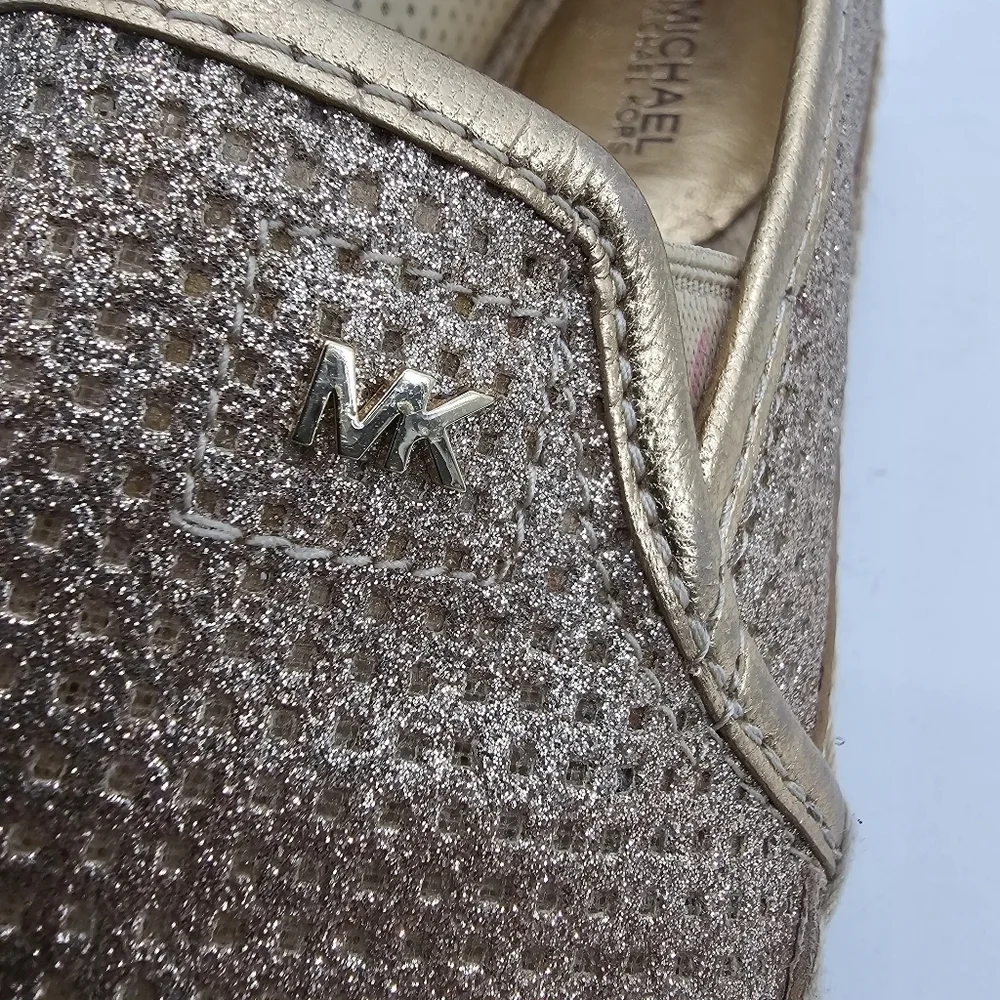 Michael Michael Kors  Kendrick Slip On Leather Espadrille, Gold, Womens Size 7